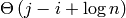 \Theta\left(j - i + \log n\right)